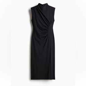 H&M Black Ruched Midi Dress